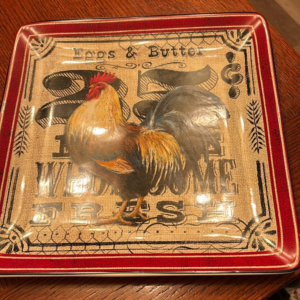 Certified International Geoffrey Allen Large Rooster Square Dinner Plate…